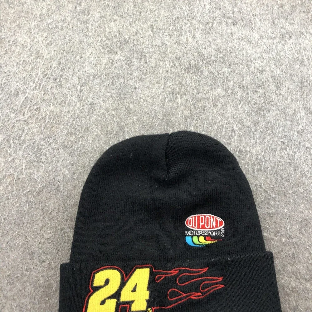 Jeff Gordon Hat Cap Beanie Mens One Size Black NASCAR DuPont 24 Racing Flames
